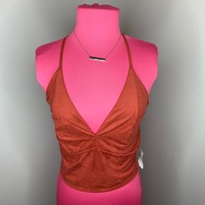 Burnt orange suede crop top